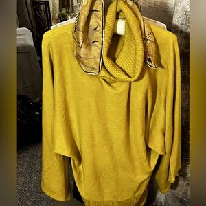 BcbgMaxAzria: mustard batwing XL soft loose neck sweater